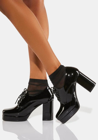 Black Shy Block Heels