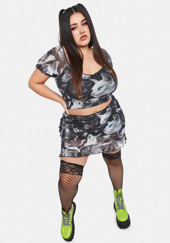 Miss Moonlight Meow Mesh Top