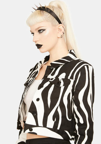 Warped Geo Print Jacket