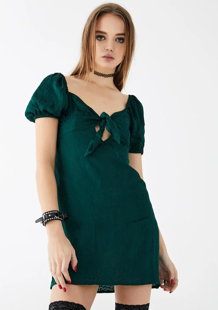 Cheetah Forest Green Ropele Dress