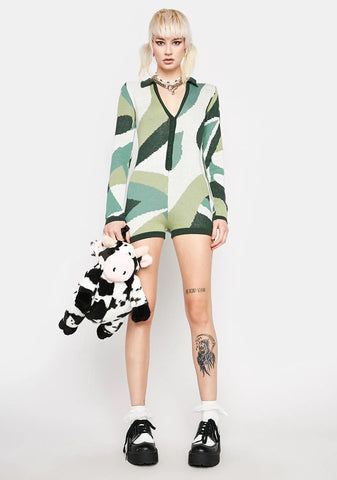 Renee Geometric Knitted Romper