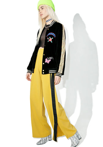 Embroidered Velvet & Sequin Bomber Jacket