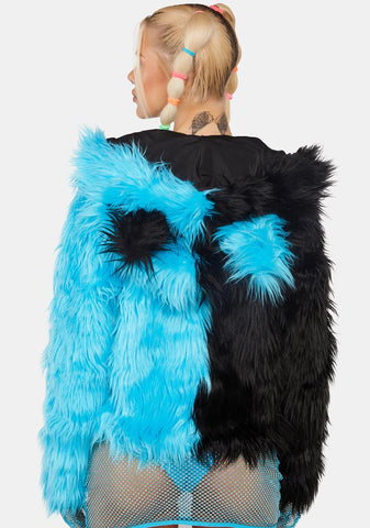 Aqua Balancing Act Faux Fur Jacket