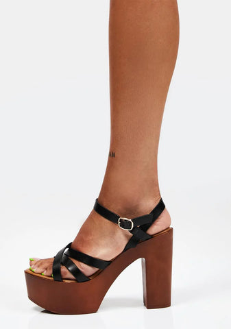 Dark Heavenly Creature Platform Sandals