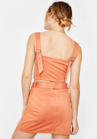 Salmon Zip Mini Skirt