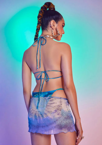 Soleil Print Mesh Micro Swim Skirt