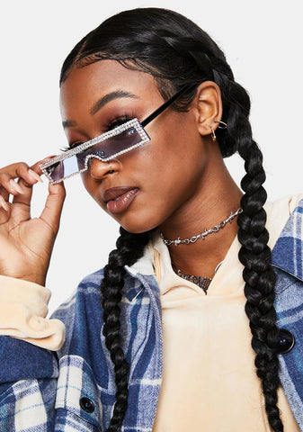 Sky Into The Future Slim Rhinestone Sunglasses