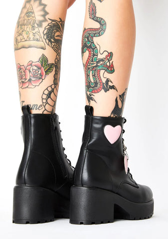 Pink Heart Gin Platform Boots