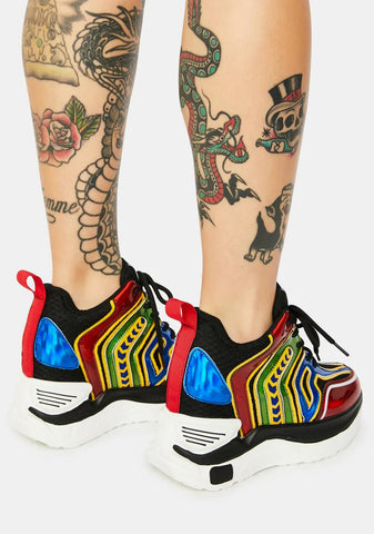 Rainbow Raisin Chunky Wedge Sneakers