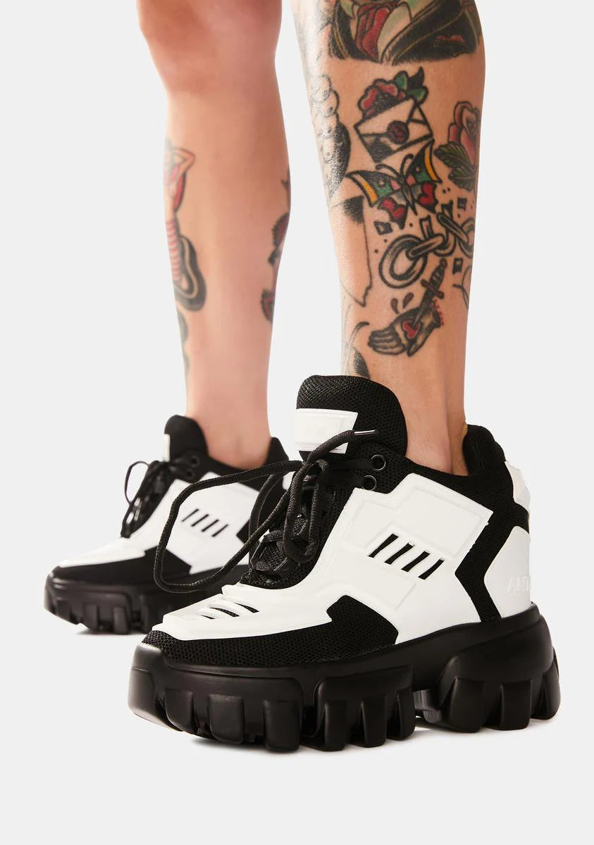 White Psycho Candy Platform Sneakers