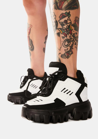 White Psycho Candy Platform Sneakers