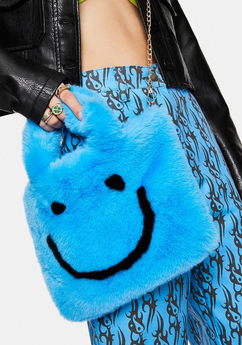 Smiley Face Faux Fur Bag