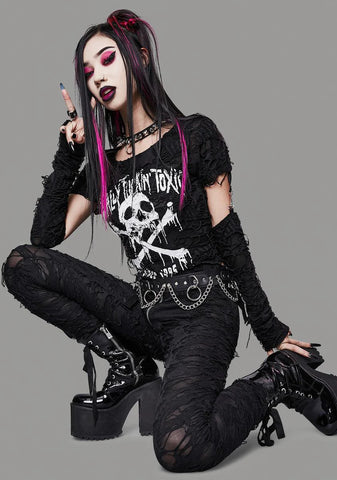 Toxic For Life Shredded Leggings