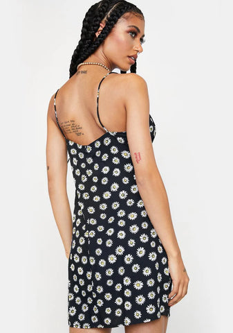 Grunge Daisy Black Mala Mini Dress