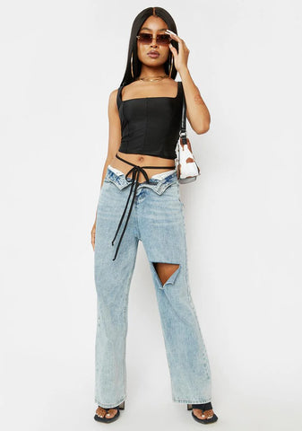 Noir Saskia Lace Up Corset Top