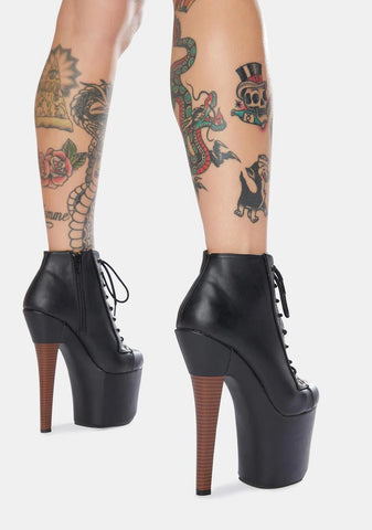 Turning Heads Lace Up Heeled Booties