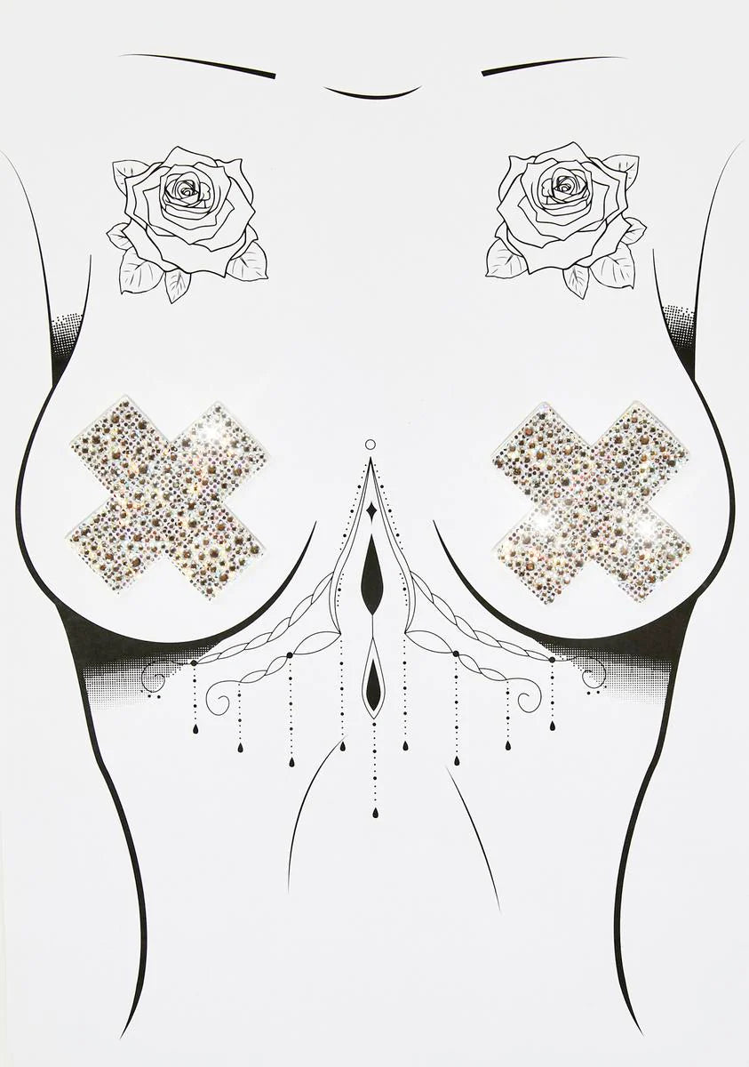 Crystal Silver Cross Pasties