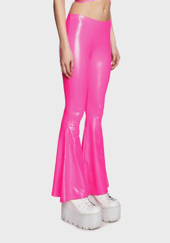 Pink Shimmer Flare Pants