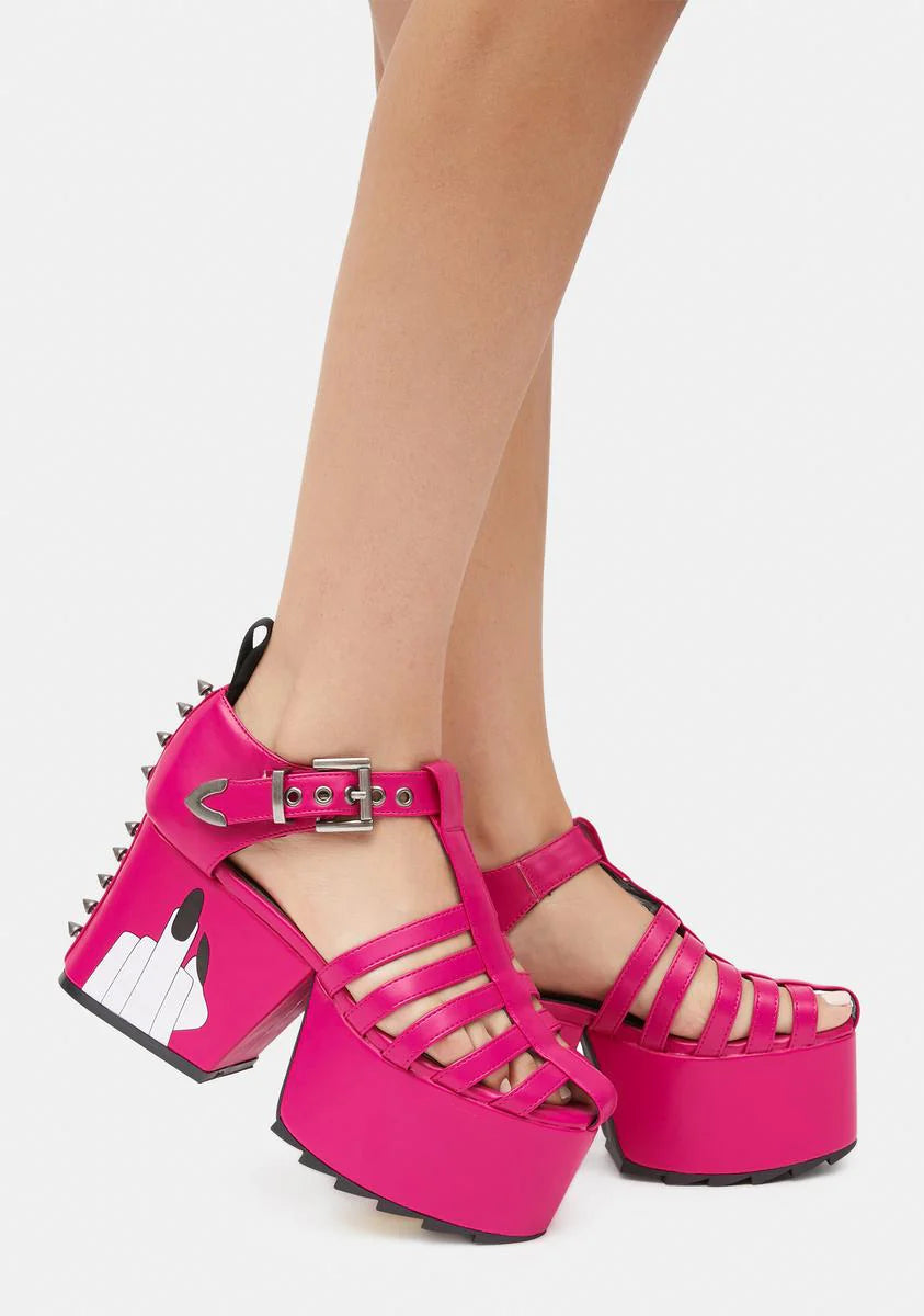 Middle Fingers Up Platform Sandals
