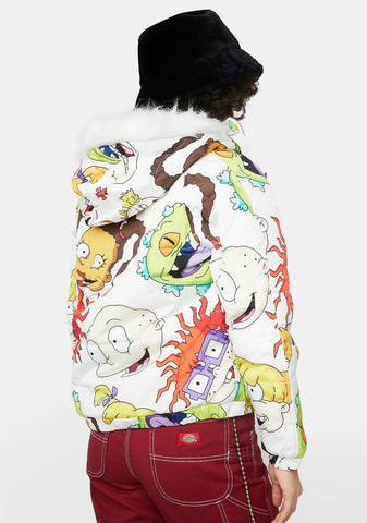 X Nickelodeon White Snorkel Bomber Jacket