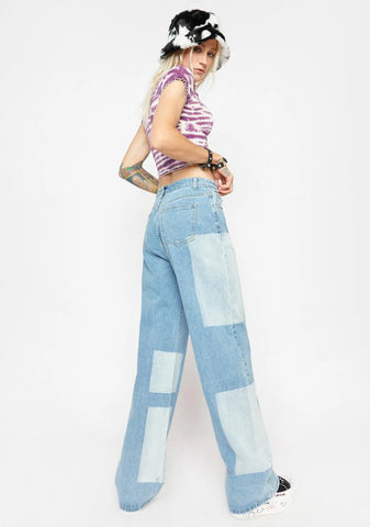 Painted Patches Wide Leg Jeans
