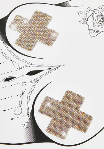 Silver Shiney Hiney Iridescent Rhinestone Pasties And Panty Set