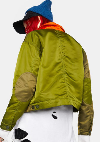 Olive Flight Crop Jacket