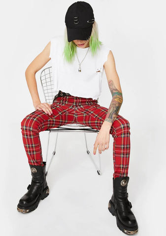 Red Plaid Chaos Pants