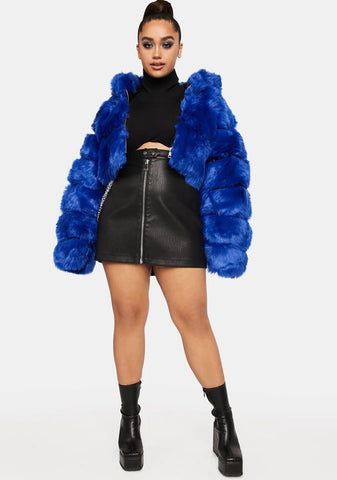Plus Blue Gracelle Faux Fur Coat