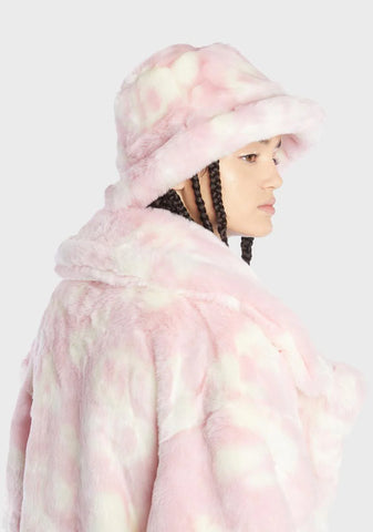 Pink Dick Dollar Monogram Faux Fur Bucket Hat