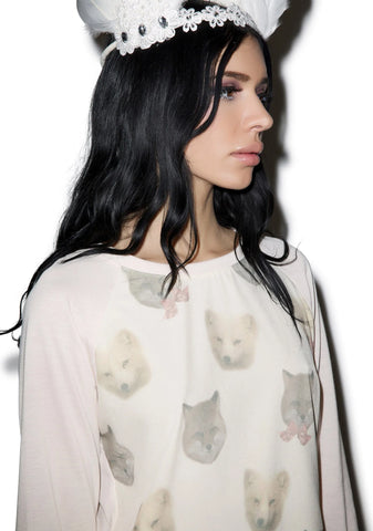 Snow Foxy Raglan - White