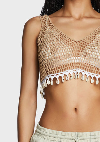 Unstoppable Beauty Crochet Top - Tan