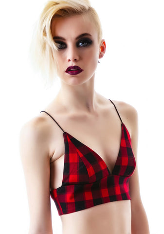 Checkered Past Bra - Red