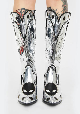 UFO Chrome Space Cowgirl Metallic Boots
