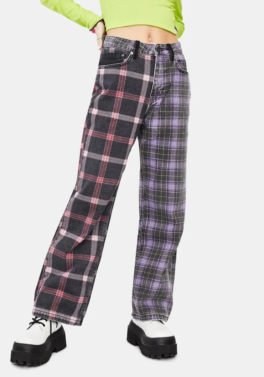 Jekyl Mix Check Dad Jeans