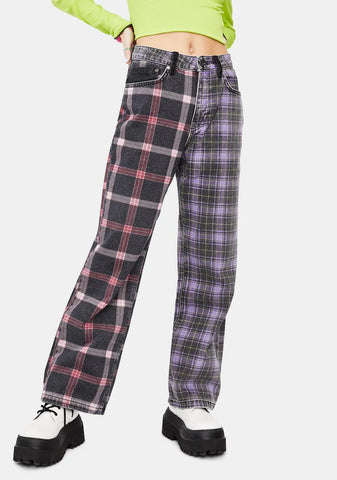 Jekyl Mix Check Dad Jeans