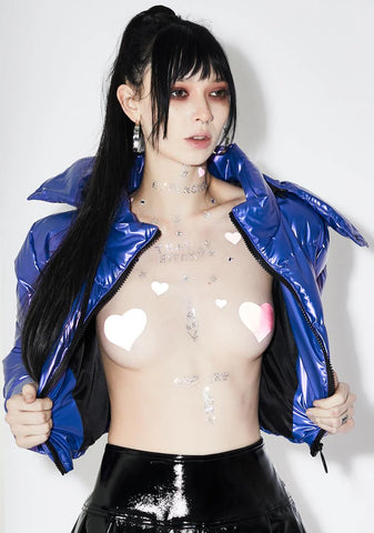 Red Reflective Heart Pasties