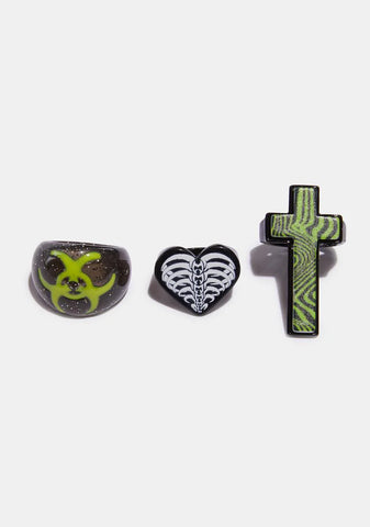Radioactive Heart Ring Set