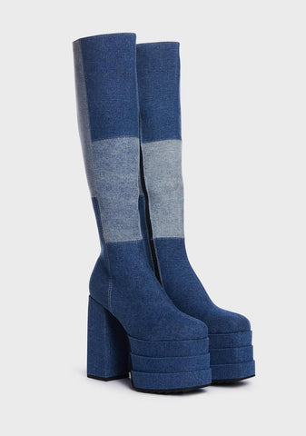 Talk Of The Town Platform Knee High Boots