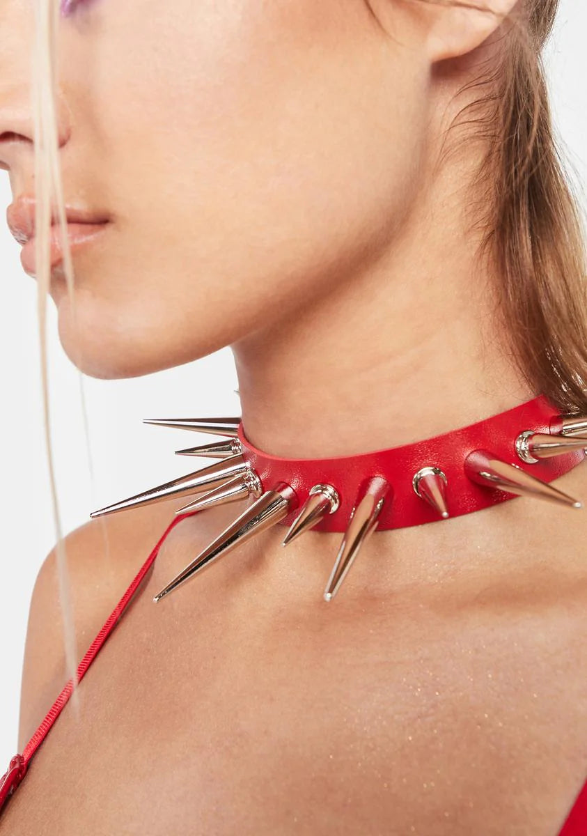 Red Mega Spikey Baby Collar