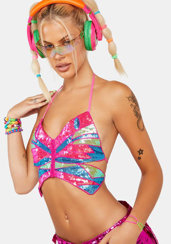 Neon Playa Dreamin' Butterfly Top