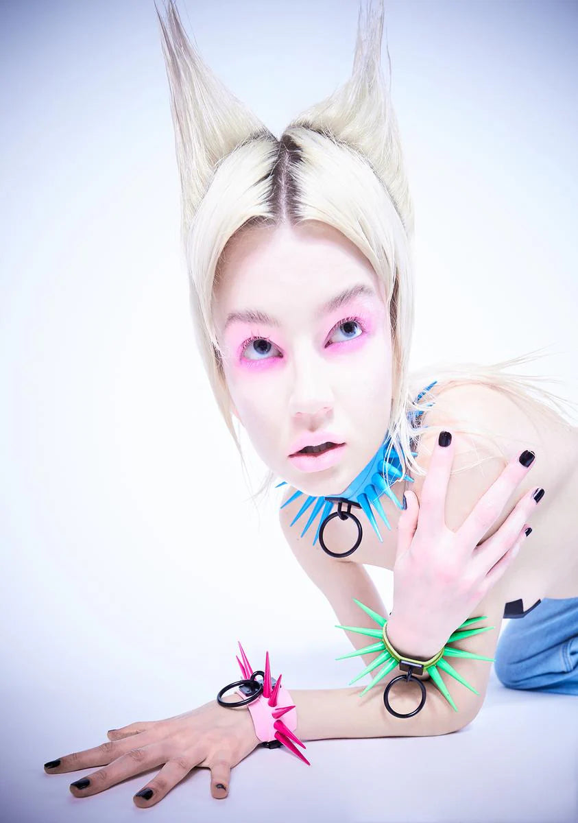 Blue Powerpunk Spiked Collar