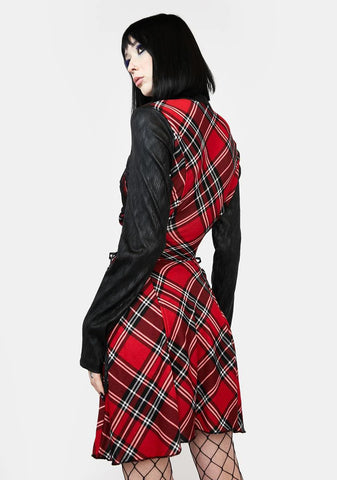 Plaid Cut Out Mini Dress