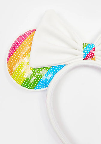 Sequin Rainbow Minnie Mouse Ear Headband