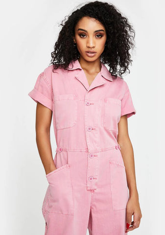 Pink Grover Denim Jumpsuit
