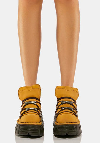 Camel Metallic S29 Leather Sneakers