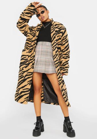Tiger Sherpa Long Overcoat