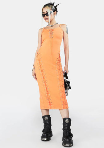 Keep It Juicy Lace-Up Midi Dress