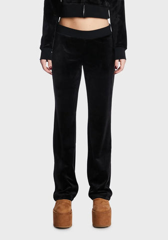 Black OG Big Bling Velour Track Pants