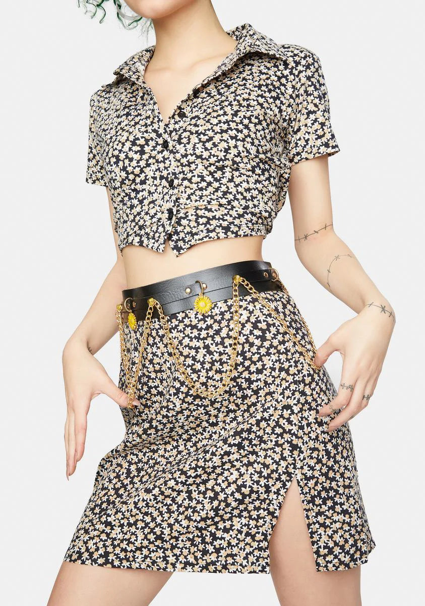 Luvs U Not Daisy Charm Chain Belt